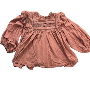 Womens Liv Los Angeles Boho Top Ruffles Crochet Look Lattice Size Medium